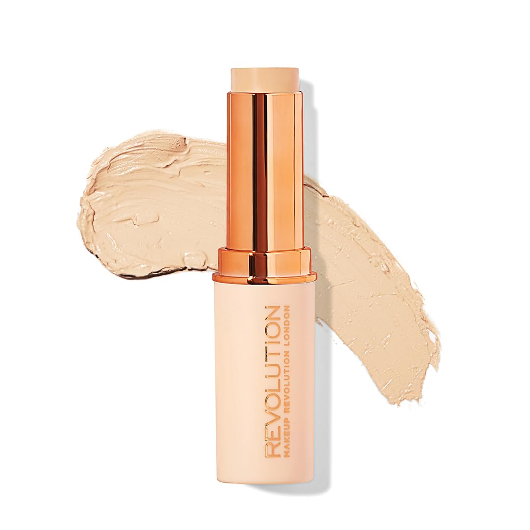 Version 1.0.0 Makeup Revolution Fast Base Stick Foundation, Contour & Highlight, Flawless Skin & Matte Finish, F2 for Fair Skin Tones with Yellow Undertone, Vegan & Cruelty-Free, 0.21 Oz - Image 1