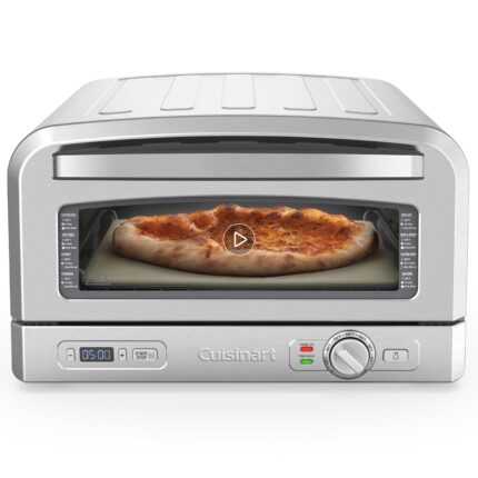 Cuisinart Indoor Pizza Oven, Bakes 12" Pizzas in Minutes, Countertop Electric Pizza Oven Heats up to 700°F, Large Viewing Window, Interior Light, Includes 12.5" Pizza Stone, CPZ-120, Stainless Steel