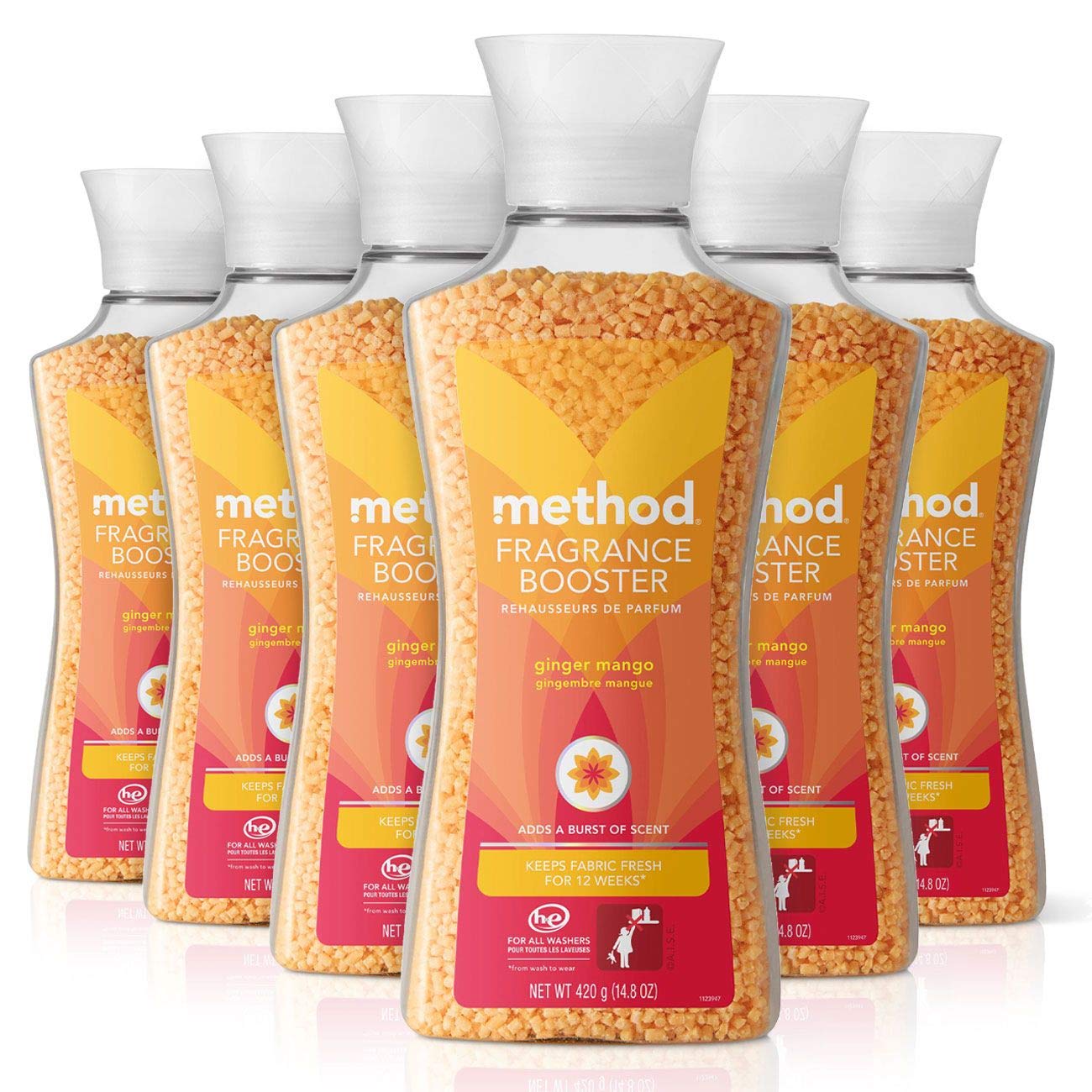 Version 1.0.0 Method Fragrance Booster, Ginger Mango, Keeps Clothes Fresh For Up to 12 weeks, 14.8 Ounces (Pack of 6) - Image 1