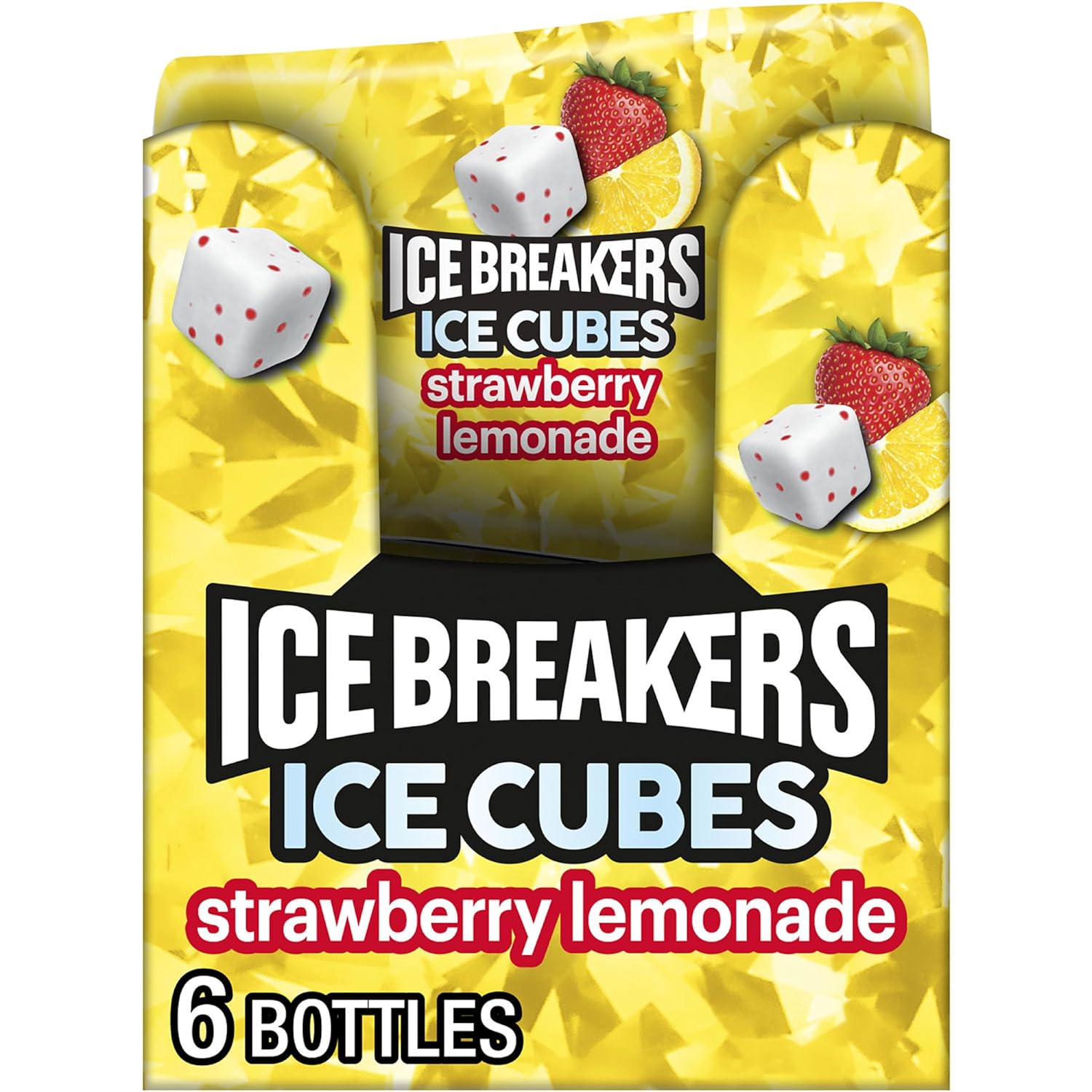 41gr9ZYaUhL._SL1500_.jpg ICE BREAKERS Ice Cubes Strawberry Lemonade Sugar Free Chewing Gum Bottles, 3.24 oz (6 Count, 40 Pieces) - Image 1